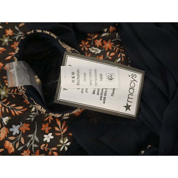 R & M Richards Embroidered Cuff Sheer-sleeve Blue Jacket Size 16W - Picture 7 of 7